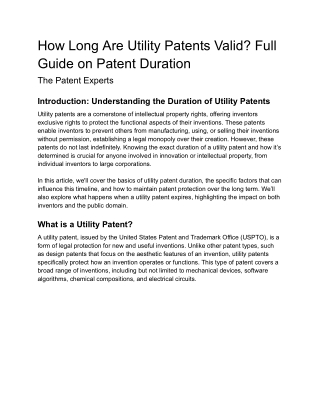 How Long Are Utility Patents Valid? Full Guide on Patent Duration