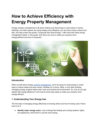 How to Achieve Efficiency with Energy Property Management