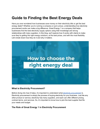 Guide to Finding the Best Energy Deals