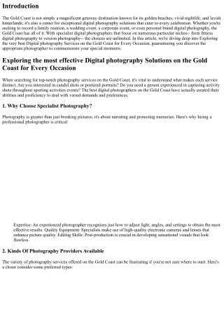 Exploring the most effective Digital Photography Providers on the Gold Coast for