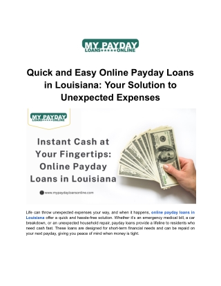 Fast and Reliable Online Payday Loans in Louisiana