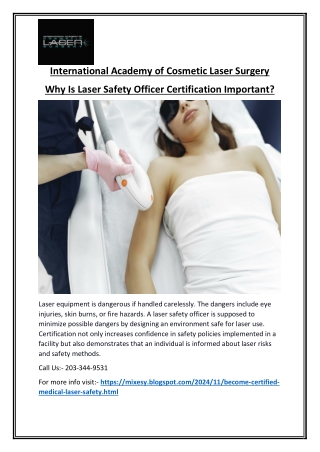 Laser Safety Officer Make Sure Lasers Are Used Safely at Work