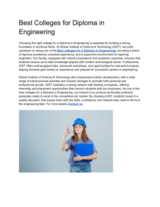 Best Colleges for Diploma in Engineering