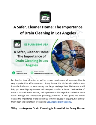 A Safer, Cleaner Home_ The Importance of Drain Cleaning in Los Angeles (1)