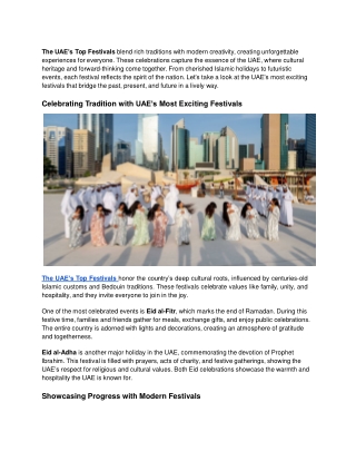 Discover UAE’s Top Festivals Showcasing Heritage, Culture, and Innovation