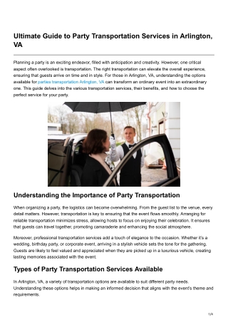 Ultimate Guide to Party Transportation Services in Arlington VA