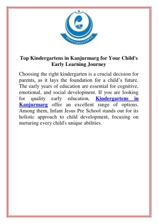 Top Kindergartens in Kanjurmarg for Your Child's Early Learning Journey