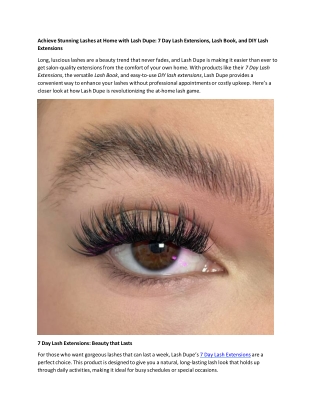 Achieve Stunning Lashes at Home with Lash Dupe- 7 Day Lash Extensions, Lash Book, and DIY Lash Extensions