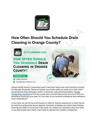 How Often Should You Schedule Drain Cleaning in Orange County