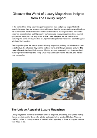 Discover the World of Luxury Magazines_ Insights from The Luxury Report