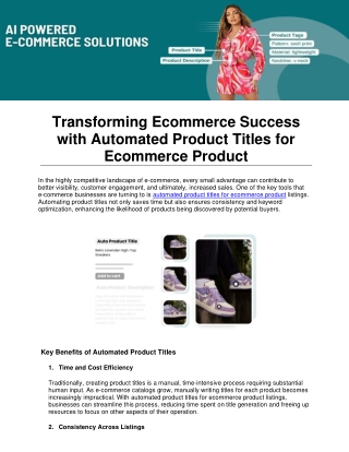 Automated Product Titles for Ecommerce Product | ClasifAI