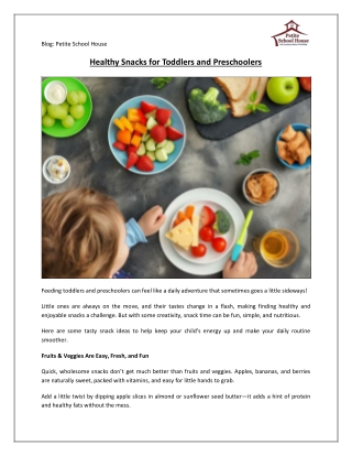 Nutritious Snacks for Toddlers & Preschoolers | Petite School House