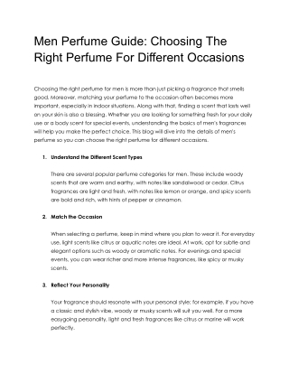 Men Perfume Guide_ Choosing The Right Perfume For Different Occasions