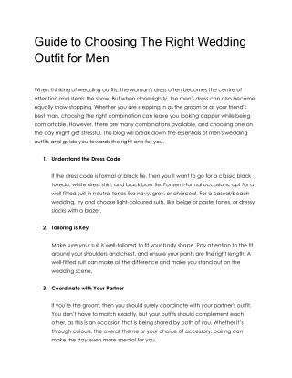 Guide to Choosing The Right Wedding Outfit for Men