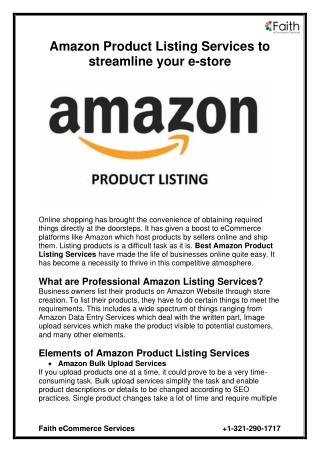 Amazon Product Listing Services to streamline your e-store