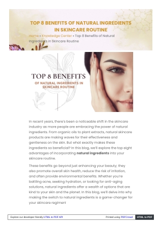 Top 8 Benefits of Natural Ingredients in Skincare Routine