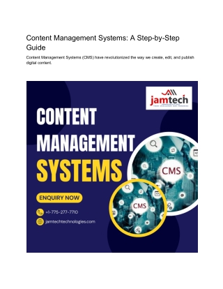 Content Management Systems A Step by Step Guide