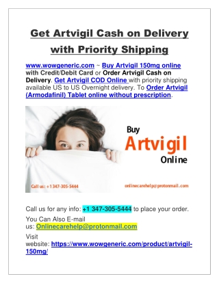 Get Artvigil Cash on Delivery with Priority Shipping