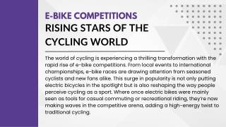 E-Bike Competitions: Rising Stars of the Cycling World