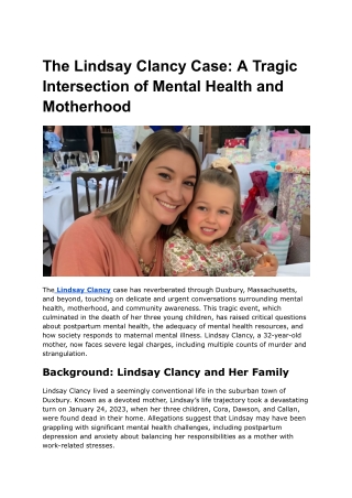 The Lindsay Clancy Case_ A Tragic Intersection of Mental Health and Motherhood