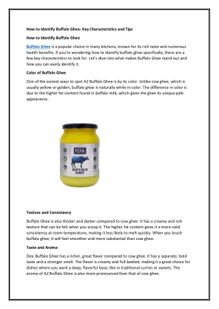 How to Identify Buffalo Ghee: Key Characteristics and Tips