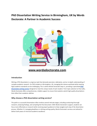 PhD Dissertation Writing Service in Birmingham, UK by Words Doctorate_ A Partner in Academic Success