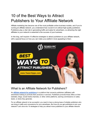 10 of the Best Ways to Attract Publishers to Your Affiliate Network