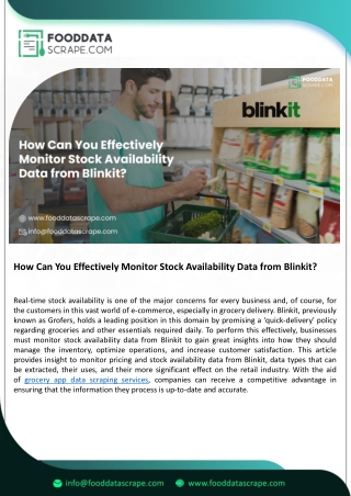 A Guide to Monitor Stock Availability Data from Blinkit