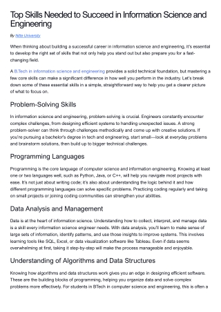 Top Skills Needed to Succeed in Information Science and Engineering