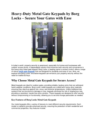 Heavy-Duty Metal Gate Keypads by Borg Locks - Secure Your Gates with Ease