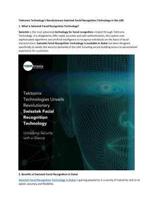 Tektronix Technology's Revolutionary Swisstek Facial Recognition Technology in the UAE