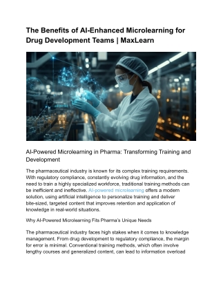The Benefits of AI-Enhanced Microlearning for Drug Development Teams _ MaxLearn