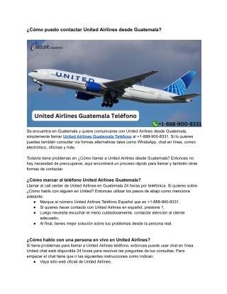 ¿Cómo puedo contactar United Airlines desde Guatemala