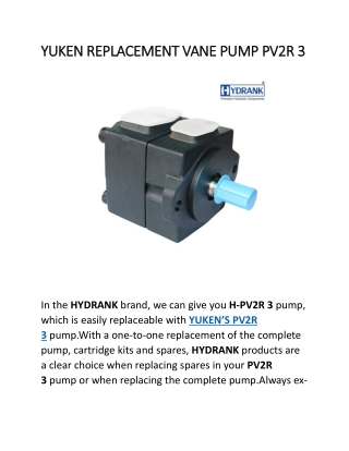 YUKEN REPLACEMENT VANE PUMP PV2R 3