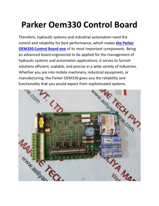 Parker OEM330 Control Board: Features, Benefits & Applications