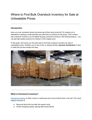 Where to Find Bulk Overstock Inventory for Sale at Unbeatable Prices