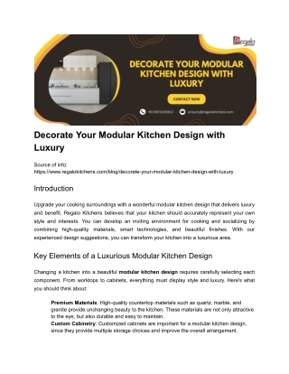 Decorate Your Modular Kitchen Design with Luxury