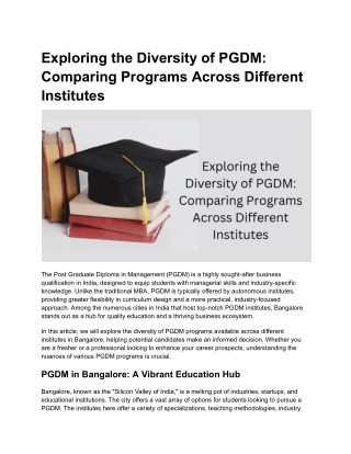 Exploring the Diversity of PGDM_ Comparing Programs Across Different Institutes