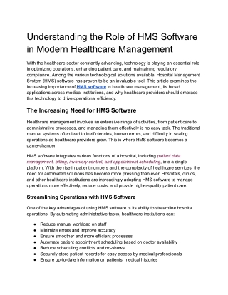 Understanding the Role of HMS Software in Modern Healthcare Management