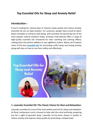 Top Essential Oils for Sleep and Anxiety Relief