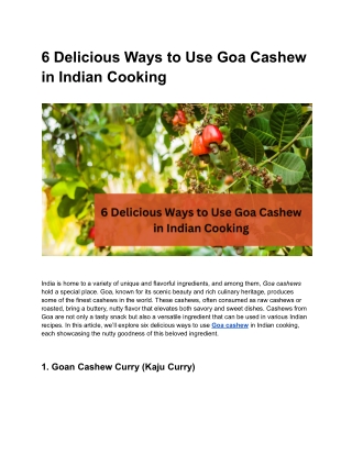 6 Delicious Ways to Use Goa Cashew in Indian Cooking