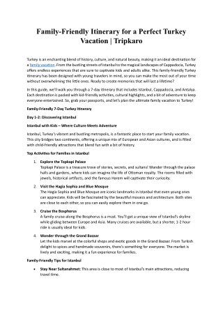 Family Friendly Itinerary for a Perfect Turkey Vacation  Tripkaro