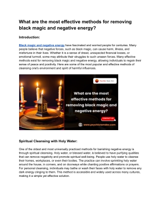 What are the most effective methods for removing black magic and negative energy_