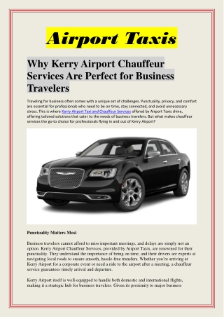 Why Kerry Airport Chauffeur Services Are Perfect for Business Travelers