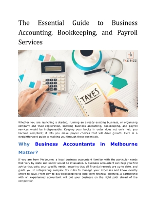 The Essential Guide to Business Accounting, Bookkeeping, and Payroll Services