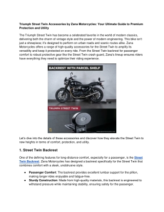 Triumph Street Twin Accessories by Zana Motorcycles_ Your Ultimate Guide to Premium Protection and Utility