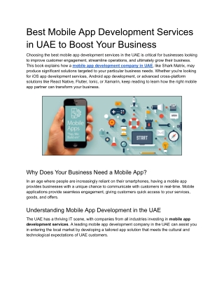 Best Mobile App Development Services in UAE to Boost Your Business