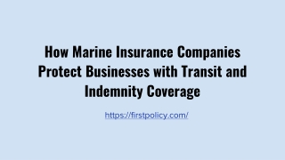 How Marine Insurance Companies Protect Businesses with Transit and Indemnity Coverage