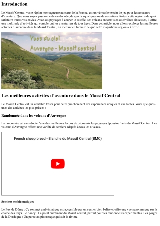 Les meilleures activités d’aventure dans le Massif Central