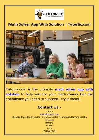 Math Solver App With Solution  Tutorlix.com